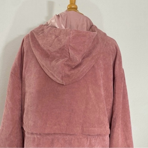 3/$25 Shein Curve Women's Blush Pink Corduroy Zip Hooded Jacket Size 1X Casual - Picture 9 of 16